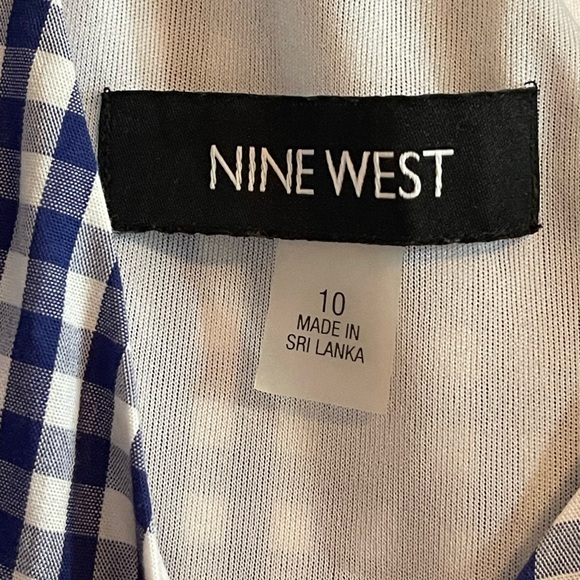 Nine West Blue Sleeveless V-Neck Gingham Fit and Flare Size 10 - Picture 7 of 7